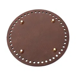 fabloft DIY Crochet Bag Bottom Pad with Holes | PU Leather Purse Bottom Base for Handmade Bag Making, Weaving & Craft Supplies | 15cm Round Shaper image 4