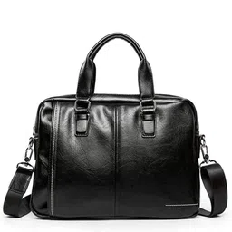 gifyy Briefcases For Men Trend New Business File Bag, Handbag Cross-section, Casual Briefcase, Men's And Women's Shoulder Bag, Business Youth Diagonal Package Perfect for Wedding, Party, Prom image 1