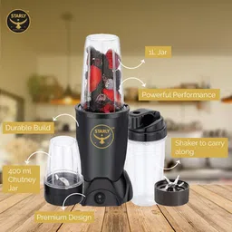 Starly Blendpro Mixer Grinder, Blender & Smoothie Maker, 3 Unbreakable Jars, 500 Watts Powerful motor, Stainless Steel Blades, Multipurpose Nutri Blender for Kitchen, 1 Year Warranty (Black) image 2