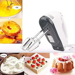 Will Tuner 260 Watt 7 Speed Hand Mixer Hand Blender with 4 Pieces Stainless Blender, Bitter for Cake/Cream Mix, Food Blender, Beater for Kitchen || Beater for Cake (White blender) image 1