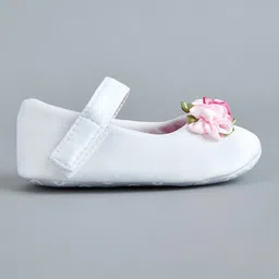 hopscotch Girls White Fabric Floral Applique Booties image 5