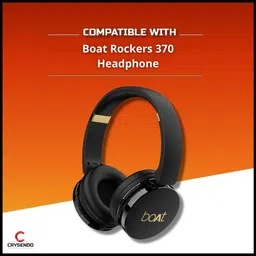 Crysendo Headphone Cushion Compatible with Boat Rockers 370 Headphone Cushion | Replacement Ear Pad Covers | Protein Leather & Memory Foam Ear Cushion (Black) image 2