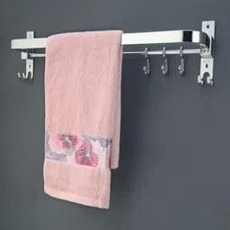 gloxy enterprise 24 Inch Wall Mounted Stainless Steel Bathroom Towel Hanger - Space-Saving - Durable Bathroom Accessories and Fittings - Easy Installation- (24 Inch, Chrome, Foldable) image 1