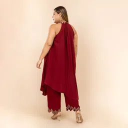 mamicha Husna Maroon Halter Neck Co-ord Set image 5
