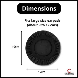 Crysendo Headphone Ear Cushion Cover for Audio Technica, Son-y, JBL, AKG Headphones | Protectors for 9-12cm Earpads | Stretchable Fabric Ear Cushion Sweatproof Ear Pad Cover (Large - 1 Pair) (Black) image 3