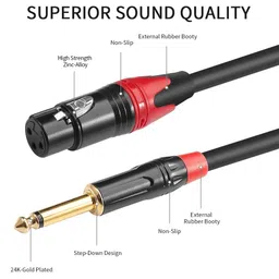 Imaginea 3 Meter XLR Female to 6.35mm Cable Audio Cable for Microphones, Mixers, Amplifiers, and Recording Equipment (Pack of 2) image 5