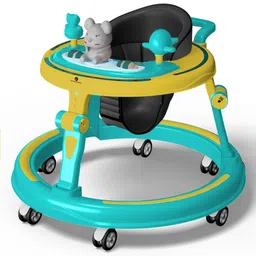 StarAndDaisy 360 Baby Walker 6-24 Months / 7 Level Height Adjustment Walker for Kids Boy and Girl with Switchable Food & Musical Toy Tray/Premium Baby Activity Walker - Green Yellow image 1