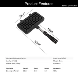 baffect Stove Top Iron Waffle Maker,Deep Fill Non-Stick Plates Teflon Coating for Easy Clean 2 Slice Mini Waffle Baking Pan Bakeware for Snacks Breakfast image 3