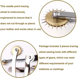 Tracing Wheel 2 Pcs Tailoring Stitch Marking Spacer, 4.1mm and 2mm Leather Needle Point Tracing Wheel with Wooden Handle for Sewing, Arts and Leather Craft image 4