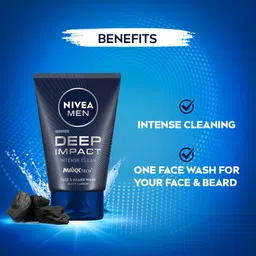 NIVEA MEN Deep Impact Face Wash 100g | With Black Carbon | Intense Clean, For Beard & Face | Removes Oil and Impurities image 3