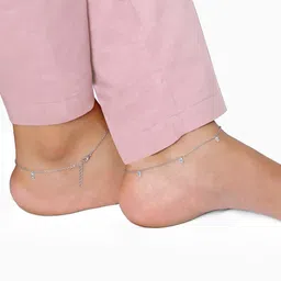 giva 925 Silver Star Charmed Anklet,Single | Anklets for Women and Girls | With Certificate of Authenticity and 925 Stamp | 6 Months Warranty image 2