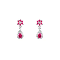 giva 925 Silver Pink Flower Mini Drop Earrings| Gifts for Girlfriend, Gifts for Women & Girls| With Certificate of Authenticity and 925 Stamp | 6 Months Warranty image 1