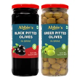 Abbie's Black Pitted Olives + Green Pitted Olives 450g, Pack of 1 Each image 1