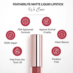 Parul Garg Beauty Featherlite Matte Liquid Lipstick | High-Pigment, Long-Wear & Non-Drying | Lightweight & Transfer-Proof | 100% Vegan & Clean Beauty | Passion 44 - Dusky Pink| 2.5ml image 4