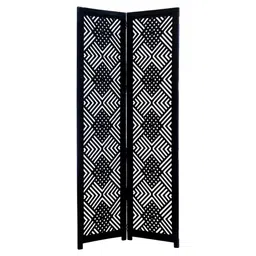 lucky lumber from wood to wow Lucky Lumber 2 Panel 6 Feet Black Wooden Partition – Elegant Room Divider for Pooja Room, Living Room, Kitchen, Hall – Decorative Wall Separator and Privacy Screen for Modern Interiors. image 1