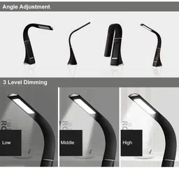 Dealzone LED Desk Lamp, Eye-Caring Table Lamp, Electronics Business Desk Lamp with Alarm Clock Calendar LCD Display Touch Dimming Reading Table Lamp and Eye Protection image 3