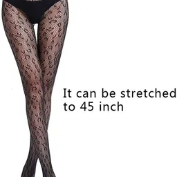 plumbury Women's/Girls's High Waist Pantyhose Texture Stockings, Free Size, Black image 4