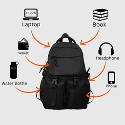glowic Unisex's Spacious Backpack with Compartments for 15-Inch Laptop, Books, Headphones, Phone, Wallet, and Water Bottle image 4