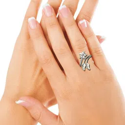 dishis 18k (750) White Gold Diamond Ring for Women image 2