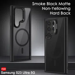 TheGiftKart Hybrid Matte Frosted Back Cover Case for Samsung Galaxy S23 Ultra 5G Compatible with MagSafe | Built-In Stand | ShockProof Hard Cover for Samsung S23 Ultra 5G (PC & TPU, Translucent Black) image 4