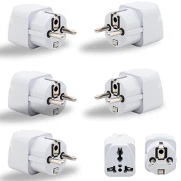 hi plasst pins n plugs Hi-PLASST India to Europe/Germany Travel Adapter Plug Converter Type E/Type-F Universal Socket 2pin to 3pin Conversion Plug for Austria • France • Europe • Russia (Pack of 5-Germany/Europe Pin) image 1