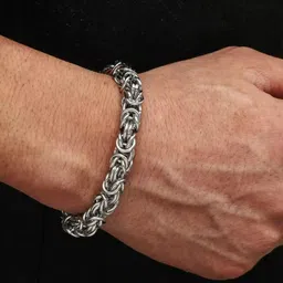 meenaz Bracelets for Men Boys brother boyfriend gents Fashion Silver Bracelet for Men Silver Stainless Steel Dual Curb Chain Bracelet Birthday Gift Anniversary Husband valentine gift rakhi bracelet image 4