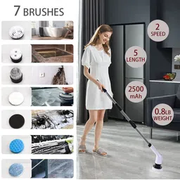 tenhitoys 7 in 1 & 2 Speed Electric Spin Scrubber Handheld Power Drill Brush Set Cleaning Tool Kits for Cleaning Bathtub Toilet Floor Window Cordless Tub and Tile Scrubber Bathroom Household Cleaner Supplier image 4