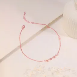 giva 925 Silver Rose Gold Tetrad Stars Anklet,Single | Anklets for Women and Girls | With Certificate of Authenticity and 925 Stamp | 6 Months Warranty image 4