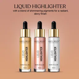 Lakyou Beauty Born to Glow Liquid Highlighter | Gold | 30ml | Radiant Luminous Finish | Buildable & Long-Lasting image 2