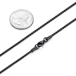 fosir 2-4MM Mens Womens Stainless Steel Black Rolo Cable Chain Necklace 18-36 Inch image 2