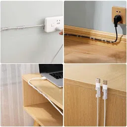 mishti enterprise MISHTI Cable Clips Desk Organizer Self-Adhesive Multipurpose Drop Wire Holder Plastic Cord Management Clips for Office and Home Transparent (Pack of 16) image 2