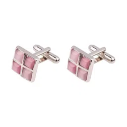the tie hub Pink Stone Square Cufflinks – Stylish Business & Wedding Formal Wear image 1