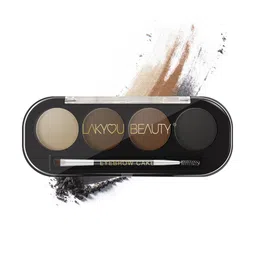 Lakyou Beauty Eyebrow Cake(Enhancer) | Comes With 4 Natural Shades And A Dual Side Brush one side angel and A Spoolie | Wterproof | 16g image 1