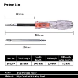 Harden Dual-Purpose Tester Screwdriver with Phillips and Slotted Screwdriver Professional Series 660007 image 5