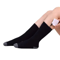 layfoo Re able Electric Heated Socks Battery Powered Cold Weather Heat Socks for Men and Women Outdoor Riding Cam g Hiking Motorcycle Warm Winter Socks(Black) -Layfoo image 3