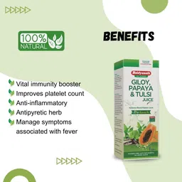 baidyanath asli ayurved Baidyanath Giloy, Papaya & Tulsi Juice - Boost Blood Platelet Count | Ayurvedic Herbal Juice | 1 Ltr image 3