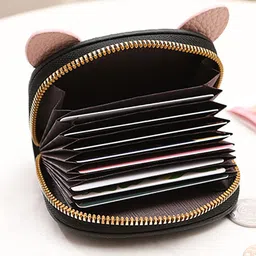 hodaqe Card Holder Wallet for Women with 11 Compartments, Cute Cartoon Pig Girls PU Card Wallet, Multiple Card Slots Mini Purse for Women Small Organizer Bag Zipper Pouch image 5