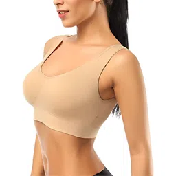 big krazi Women's Sports Bra,Air Bra, Non-Padded | Pack of 3 | Skin,Black,White | Imported Bra | Free Size image 4