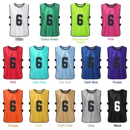 6PCS Kid's Football Pinnies Quick Drying Soccer Jerseys Youth Sports Scrimmage Basketball Team Training Numbered Bibs Practice Sports Vest image 2
