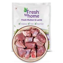 FreshToHome Premium Goat Raan/Leg Portion | Curry Cut | 380g to 400g Pack | include bones | Tender | Fresh | Never Frozen image 1