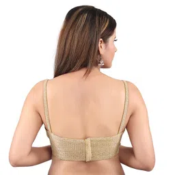 vamas Women's Polyester Padded Self Design Sleeveless Readymade Saree Blouse (SP-01) image 2