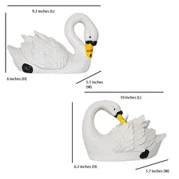 Wonderland Set of 2 Swans Front & Back | Perfect for Garden Decor, Garden Decoration, Garden Statue, swan Duck Statue, Home Decor, Balcony Decoration, Resin Statue, Gifting, Gift | Material Resin image 4