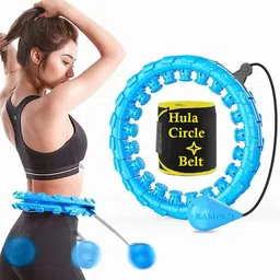 KOIME Fitness Weighted Hula Circle for Adults Weight Loss, Infinity Fitness Hoop Plus with Sweat Belt, Include 24 Detachable Links and Waist Trainer for Women with ABS and Quality Wheels-Multi image 1