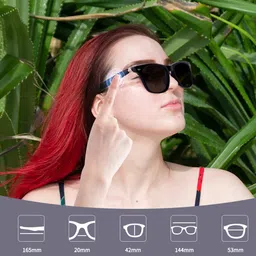 Smart Glasses for Men Women with AAC Speaker Open Ear Music Touch Buttons Remote Photo Intelligent Bluetooth Sunglasses, Black, 53mm image 3
