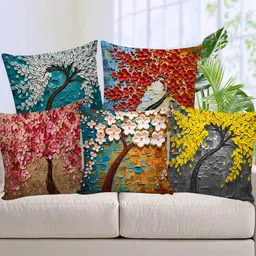 AEROHAVEN Velvet 250TC Cushion Cover, 16 x 16 Inch, Multicolour, Set of 5 image 1