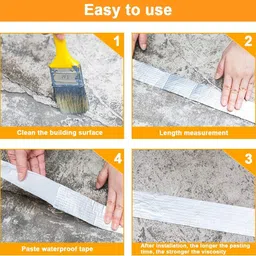 UCRAVO Waterproof Repair Tape with Cutter for Pipe Leakage Roof Water Leakage Solution Aluminium Foil Tape Waterproof Adhesive Sealing Butyl Rubber Tape for Surface Crack (5cmx5m) (Silver) image 3