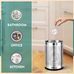 Mofna Stainless Steel Perforated open Dustbin set of 4 Pcs, (8 x 13 Inch) 10 liter Trash can Garbage Bin paper Bin image 3