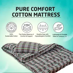 HOOPY Soft Cotton Filled Foldable Bed Mattress with Pillow, Firm Gadda for Floor, Bed, Light Weight, Single Size Mattress (70 X 36 x 4.5 inches) image 4