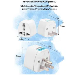 hi plasst pins n plugs Hi-Plasst® India to USA Plug Adapter Combo | Pack of 2 – Type A & Type B Travel Converters | Universal Adapter for US, Canada, Mexico, Japan, Thailand | Works with Indian Devices (US Plugs-2pcs) image 2