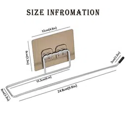 ROBZY 2 Pcs Stainless Steel Self Adhesive Napkin Ring Wall Mount Towel Hanging Holder with Magic Adhesive Pad Kitchen Paper Roll Holder Tissue Paper Stand Towel Bar Hanger foe Washbasin use - 2 Pack image 2